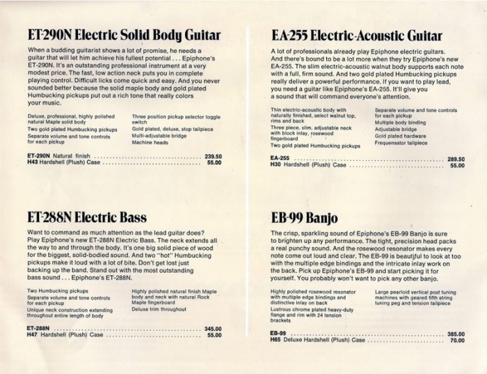 1974 Epiphone NAMM Catalog